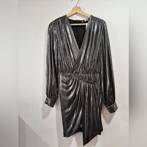 Fate Shimmering Silver Long Sleeve Dress